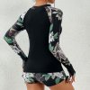 Female Swimsuit With Long Sleeves Swimwear Sports Surfing Tankini Set Beachwear Two Piece Bathing Suits (3)