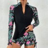 Female Swimsuit With Long Sleeves Swimwear Sports Surfing Tankini Set Beachwear Two Piece Bathing Suits (1)