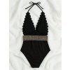 One Piece Swimsuit Women Swimwear 2023 New Sexy Ruffled Solid Black Deep V neck Monokini Bathing.jpg (2)