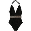 One Piece Swimsuit Women Swimwear 2023 New Sexy Ruffled Solid Black Deep V neck Monokini Bathing.jpg (5)