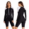 Surfing One Piece Swimsuit Print Long Sleeve Zipper Front Women Swimwear Bathing Suit Rash Guar (11)