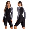 Surfing One Piece Swimsuit Print Long Sleeve Zipper Front Women Swimwear Bathing Suit Rash Guar (18)