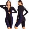 Surfing One Piece Swimsuit Print Long Sleeve Zipper Front Women Swimwear Bathing Suit Rash Guar (22)