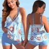 Sexy Print Two Piece 2023 Swimsuit Tankini Large Size Swimwe (10)