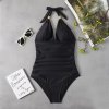 2023 Sexy One Piece Tankini Plus Size Swimwear Women Blac (4)