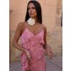 Ruffles Floral Printed Split Camisole Maxi Dress Women Su (1)
