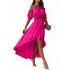 Ruffles Summer Dress Set Two Piece Off Shoulder Slash Neck Short Sleev (9)