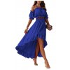 Ruffles Summer Dress Set Two Piece Off Shoulder Slash Neck Short Slee (13)