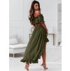 Ruffles Summer Dress Set Two Piece Off Shoulder Slash Neck Short Sleev (3)