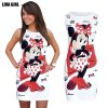 2017 New Summer Fashion Women Dress Cute Cartoon Character Printed Sleeveless Sheath Bodycon Mini Vestidos Party 1