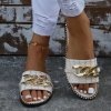 Fashion Sexy Chain Lock Solid Color Plus Size 2022 Summer New Style Roman Style Flat Outdoor (2)