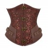 Steampunk Corsets for Women Gothic Corset Bustier Zipper Plus Size Vintage Faux Leather Corset Top Brown.jpg 640x640 (6)