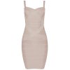 INDRESSME 2019 Bandage Dress Sexy Mini Spaghetti Strap Bodycon Strapless Club Party Summer Lady Dresses Femme Apricot
