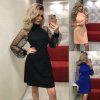 HIRIGIN Sexy Dress 2018 New Womens Lace Long Mesh Sleeve Dress Vestidos Bodycon Bandage Evening Party 2