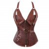 Steampunk Corsets for Women Gothic Corset Bustier Zipper Plus Size Vintage Faux Leather Corset Top Brown.jpg 640x640 (10)