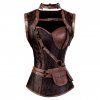 Steampunk Corsets for Women Gothic Corset Bustier Zipper Plus Size Vintage Faux Leather Corset Top Brown.jpg 640x640 (8)
