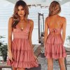 Sexy Mini Summer Dress Women 2019 Casual Vintage White Lace Dress Elegant Bandage Beach Party Dresses Pink
