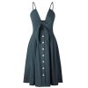 Sexy Bow Backless Polka Dots Print Beach Summer Dress Women 2019 Cotton Deep V Neck Buttons 5