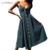 Sexy Bow Backless Polka Dots Print Beach Summer Dress Women 2019 Cotton Deep V Neck Buttons 1