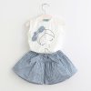 Bear Leader 2019 New Summer Casual Children Sets Flowers Blue T shirt Pants Girls Clothing Sets White az333
