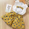 Bear Leader 2019 New Summer Casual Children Sets Flowers Blue T shirt Pants Girls Clothing Sets Yellow az803