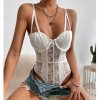 Sexy V Neck Backless Bodysuits Solid White Lace Body Feminino Short Sleeve Streetwear Club Slim Jumpsuit.jpg 640x640 (5)