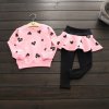 Toddler Girls Clothes kids Autumn Winter T shirt Pants Christmas clothes Girls printed Outfits Sport Suit Pink