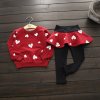 Toddler Girls Clothes kids Autumn Winter T shirt Pants Christmas clothes Girls printed Outfits Sport Suit Red