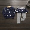 Toddler Girls Clothes kids Autumn Winter T shirt Pants Christmas clothes Girls printed Outfits Sport Suit Navy