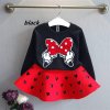 2019 latest spring and autumn piece fitted girls cartoon bow embroidered sweater hollow horn skirt suit 2