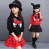 2019 latest spring and autumn piece fitted girls cartoon bow embroidered sweater hollow horn skirt suit 1