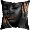 45 45CM Modern Living Room Black Gold African Lady Woman Style Look Art Deco Sofa Pillowcase.jpg 640x640 (9)
