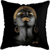 45 45CM Modern Living Room Black Gold African Lady Woman Style Look Art Deco Sofa Pillowcase.jpg 640x640 (11)