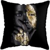 45 45CM Modern Living Room Black Gold African Lady Woman Style Look Art Deco Sofa Pillowcase.jpg 640x640 (23)