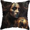 45 45CM Modern Living Room Black Gold African Lady Woman Style Look Art Deco Sofa Pillowcase.jpg 640x640 (1)