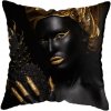 45 45CM Modern Living Room Black Gold African Lady Woman Style Look Art Deco Sofa Pillowcase.jpg 640x640 (6)