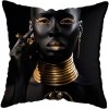 45 45CM Modern Living Room Black Gold African Lady Woman Style Look Art Deco Sofa Pillowcase.jpg 640x640 (7)