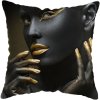 45 45CM Modern Living Room Black Gold African Lady Woman Style Look Art Deco Sofa Pillowcase.jpg 640x640 (19)