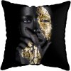 45 45CM Modern Living Room Black Gold African Lady Woman Style Look Art Deco Sofa Pillowcase.jpg 640x640 (23)