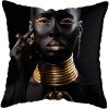 45 45CM Modern Living Room Black Gold African Lady Woman Style Look Art Deco Sofa Pillowcase.jpg 640x640 (7)