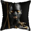 45 45CM Modern Living Room Black Gold African Lady Woman Style Look Art Deco Sofa Pillowcase.jpg 640x640 (17)