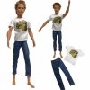3 NK One Pcs Doll Casual Wear T Shirt Trousers Summer Outfit Short Pants Ken Clothes Mix