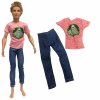 5 NK One Pcs Doll Casual Wear T Shirt Trousers Summer Outfit Short Pants Ken Clothes Mix