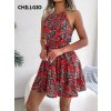 CHIILGIO Women Floral Print Chiffon Sundress Fashion Party Sleeveless A Line Retro Vestido Bohemian Beach Mini (2)