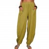 Women Harem Pants Summer Casual Vintage Cotton Linen Pants Elastic Waist Wide Leg Retro Loose Pockets.jpg 640x640 (7)
