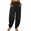 Women Harem Pants Summer Casual Vintage Cotton Linen Pants Elastic Waist Wide Leg Retro Loose Pockets.jpg 640x640 (6)