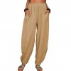 Women Harem Pants Summer Casual Vintage Cotton Linen Pants Elastic Waist Wide Leg Retro Loose Pockets.jpg 640x640 (3)