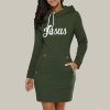 2022 Spring And Autumn Ladies Knee Length Dress Hooded Warm Sweatshirt Long Sleeve Camp Collar Pocket.jpg 640x640 (3)