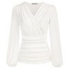 GK Women Ruched Shirt Vintage Long Lantern Sleeve Blouse Defined Waist V Neck Tops Female Ol.jpeg 640x640 (6)