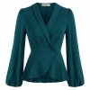 GK Women Vintage Long Sleeves Blouse Shawl Lapel Tops OL Ladies Irregular Wrap Hem Defined Waist.jpeg 640x640 (2)